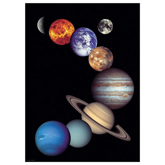 Illustration of the solar system planets on a black background