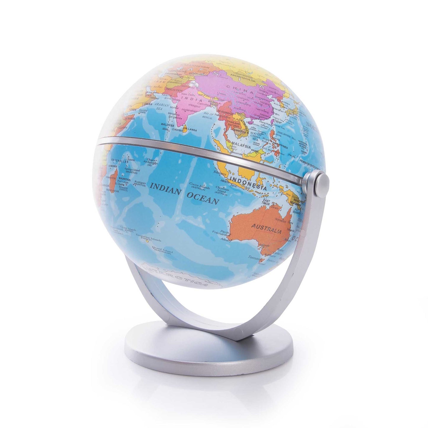 Globe with a stand on a white background