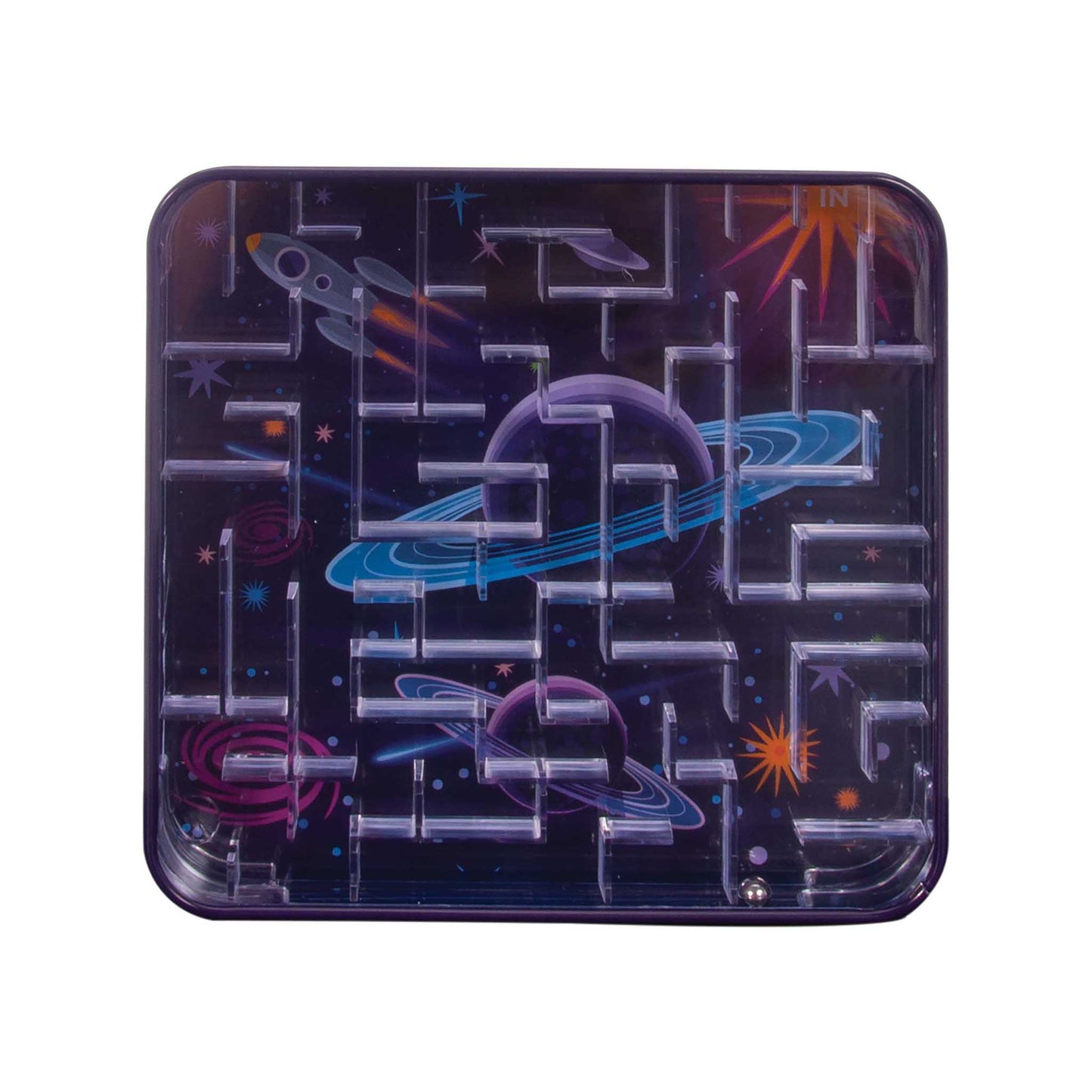 Space-themed maze toy on a white background