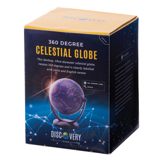 Box packaging of a celestial globe with 'Discovery' branding on a white background