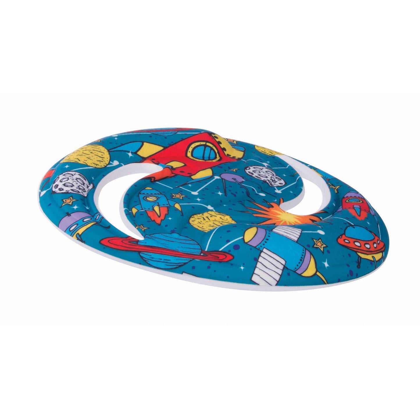 frisbee with space-themed design on a white background