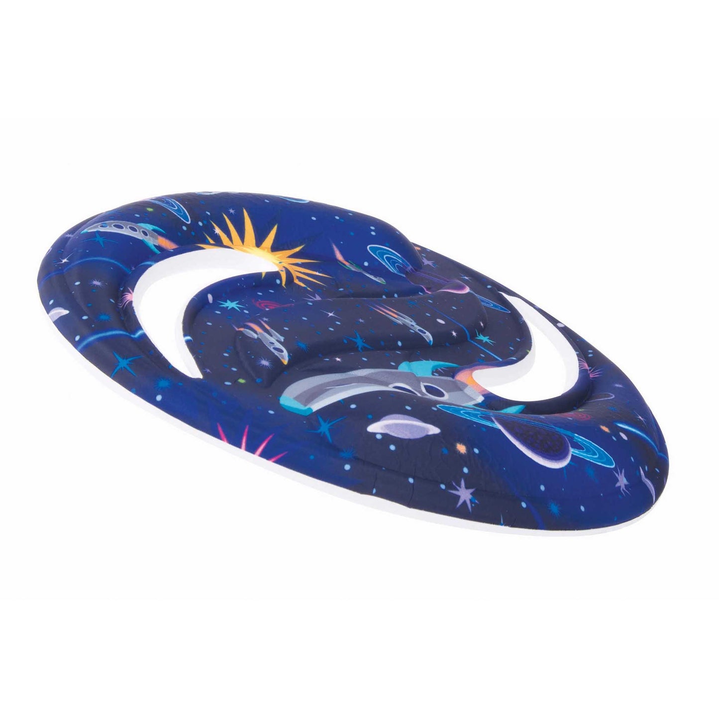 frisbee with space-themed design on a white background