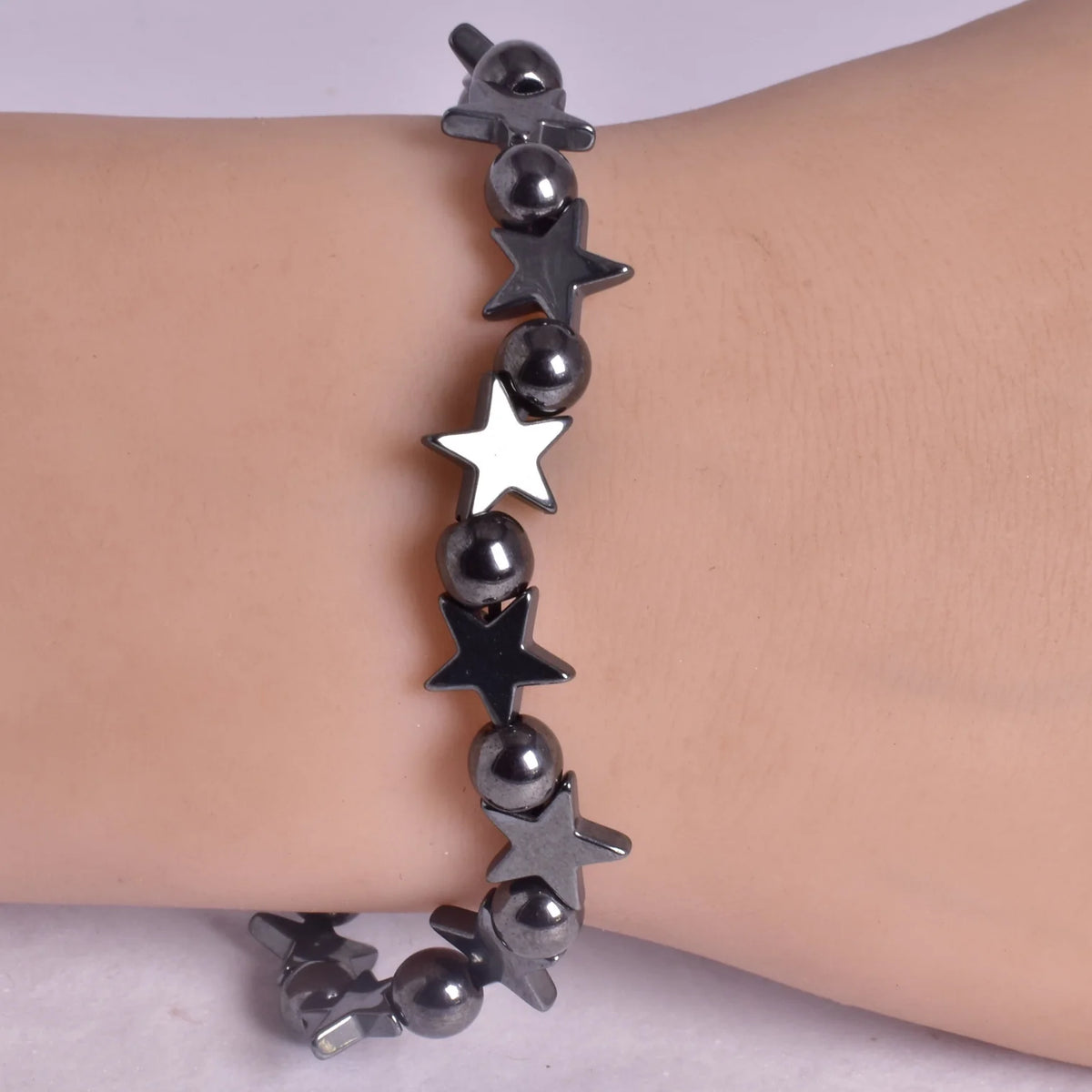 Hematite Beaded Star Bracelet