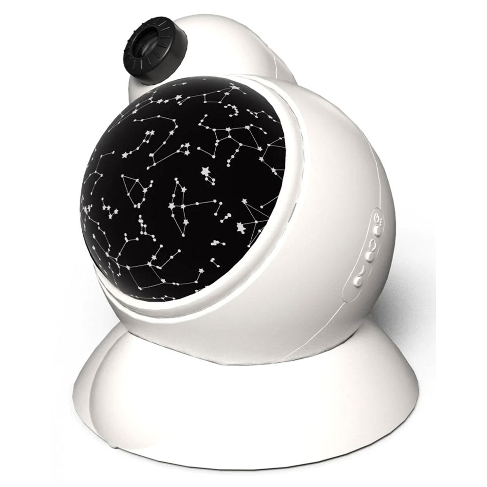 White celestial projector with star map on a white background