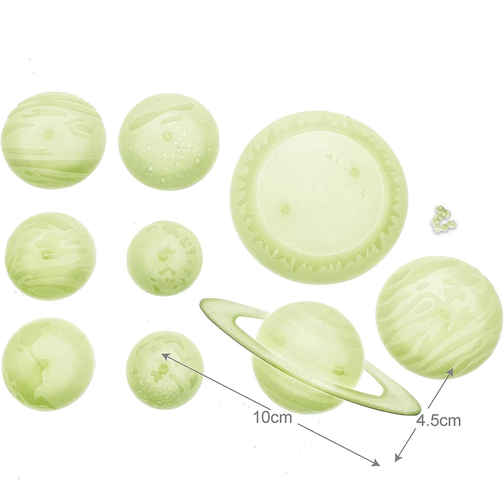 Set of green silicone sanding discs with measurements on a white background