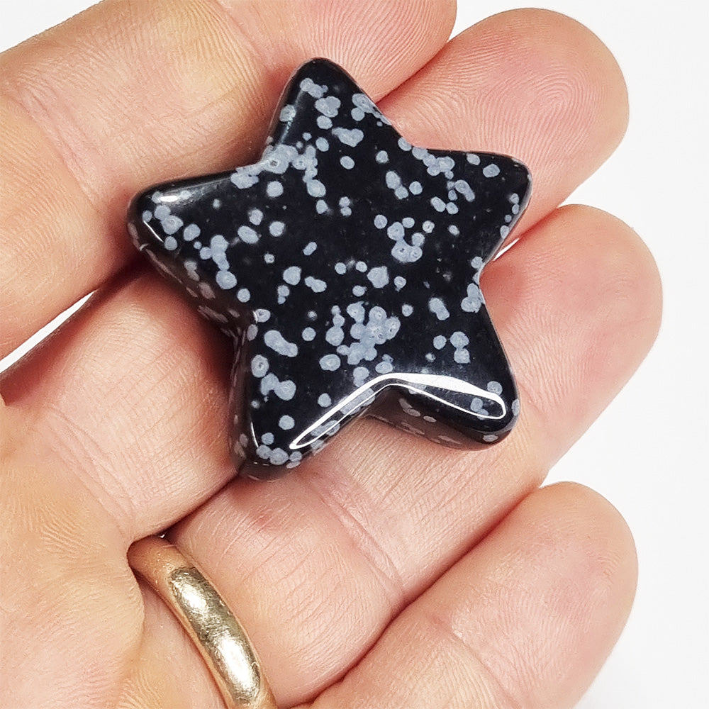 Snowflake Obsidian Polished Star Carving 17g