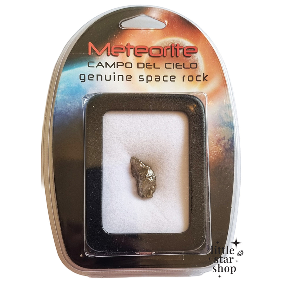 Meteorite in packaging with 'Little Star Shop' branding