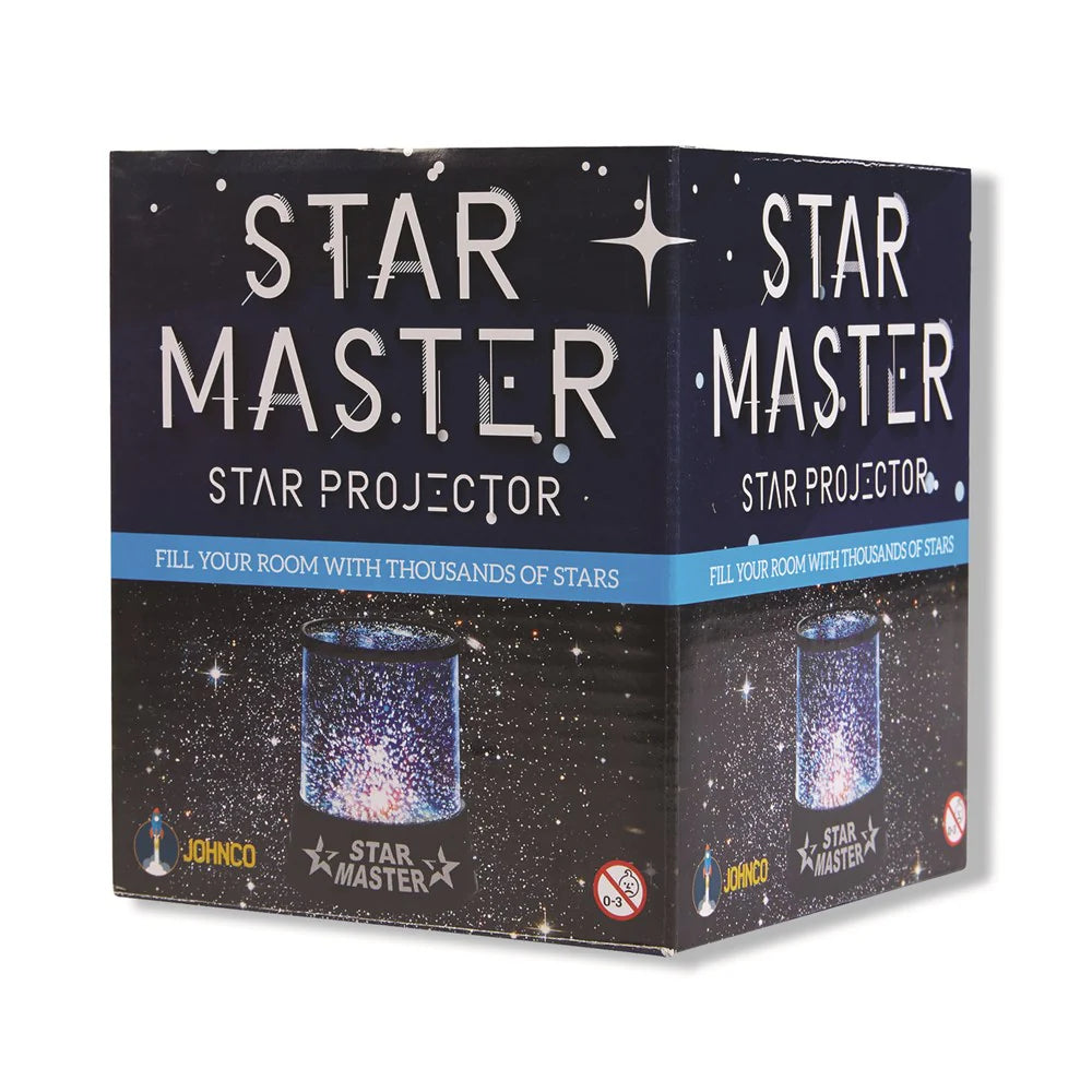 Box of a Star Master star projector with starry design and product image.