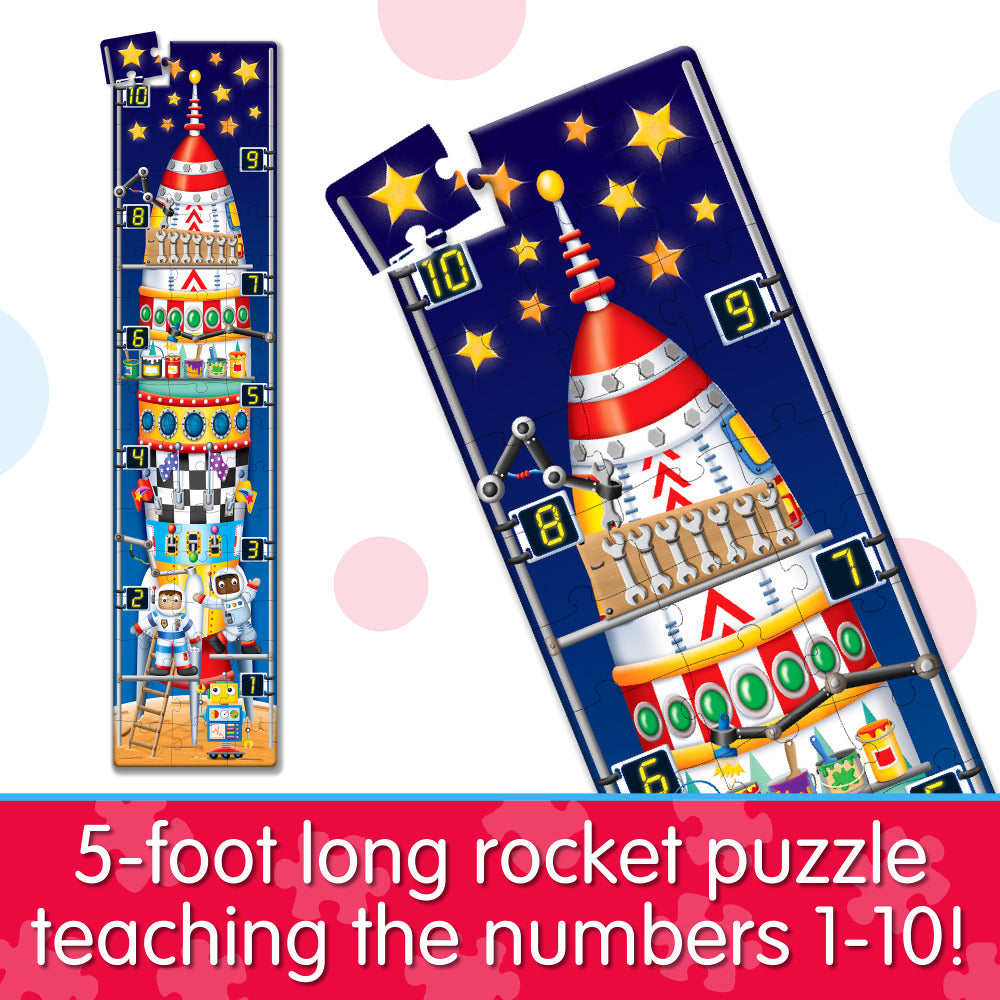 5-foot long rocket puzzle with numbers 1-10 on a colorful background