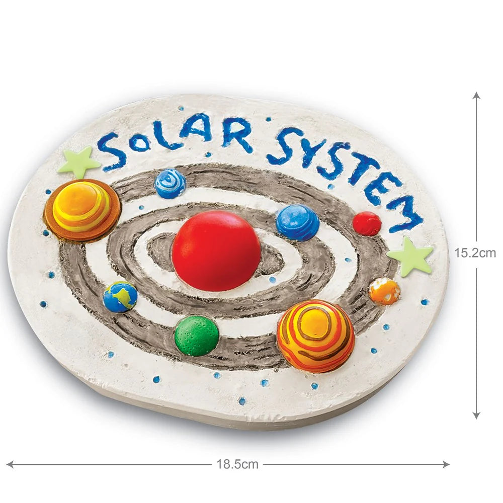 Model of the solar system with colorful planets on a white background