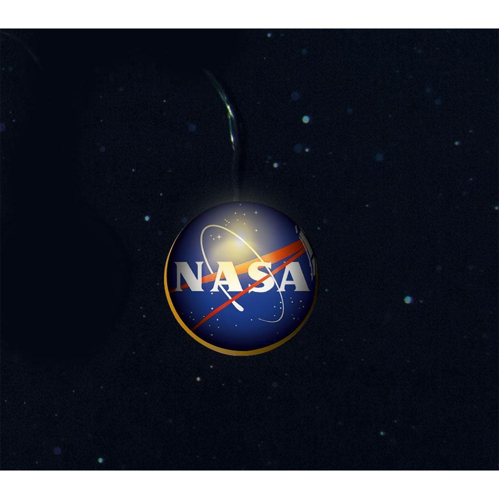 NASA logo on a dark space-themed background