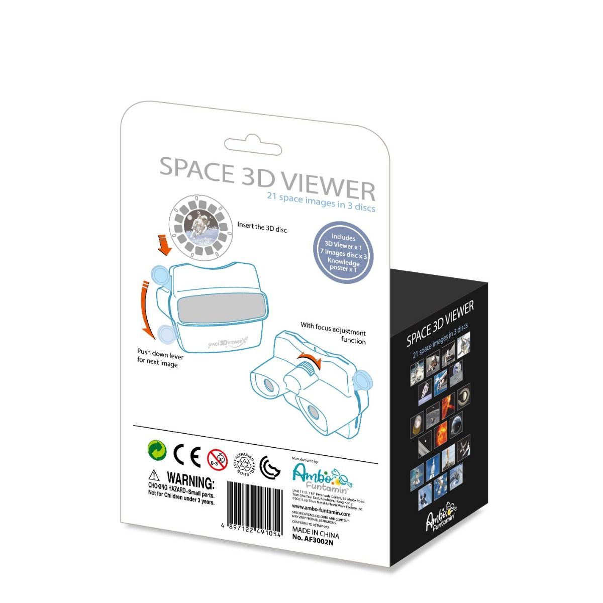Space 3D Viewer packaging with instructions and branding on a white background