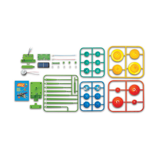 Educational STEM kit with various components on a white background