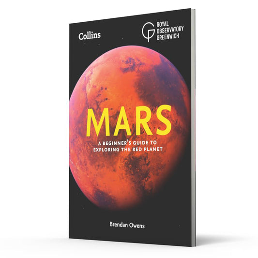 Book cover of 'Mars: A Beginner's Guide to Exploring the Red Planet' by Brendan Owens with a red planet illustration on a white background.