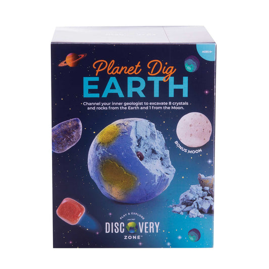 Planet Dig Earth toy set packaging with space-themed design