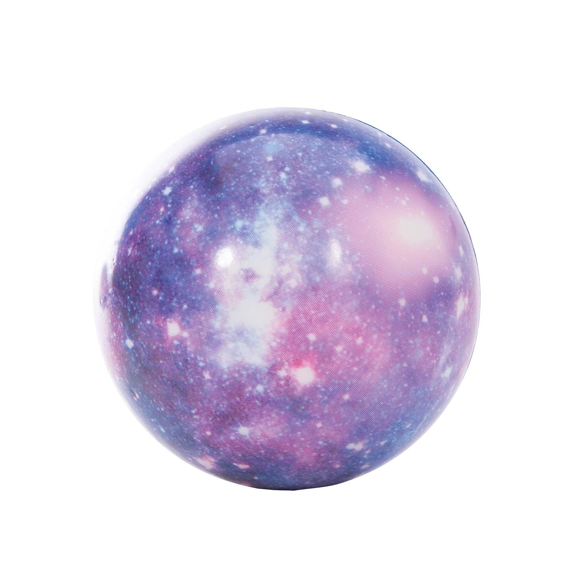 Glossy sphere with a galaxy-like design on a white background