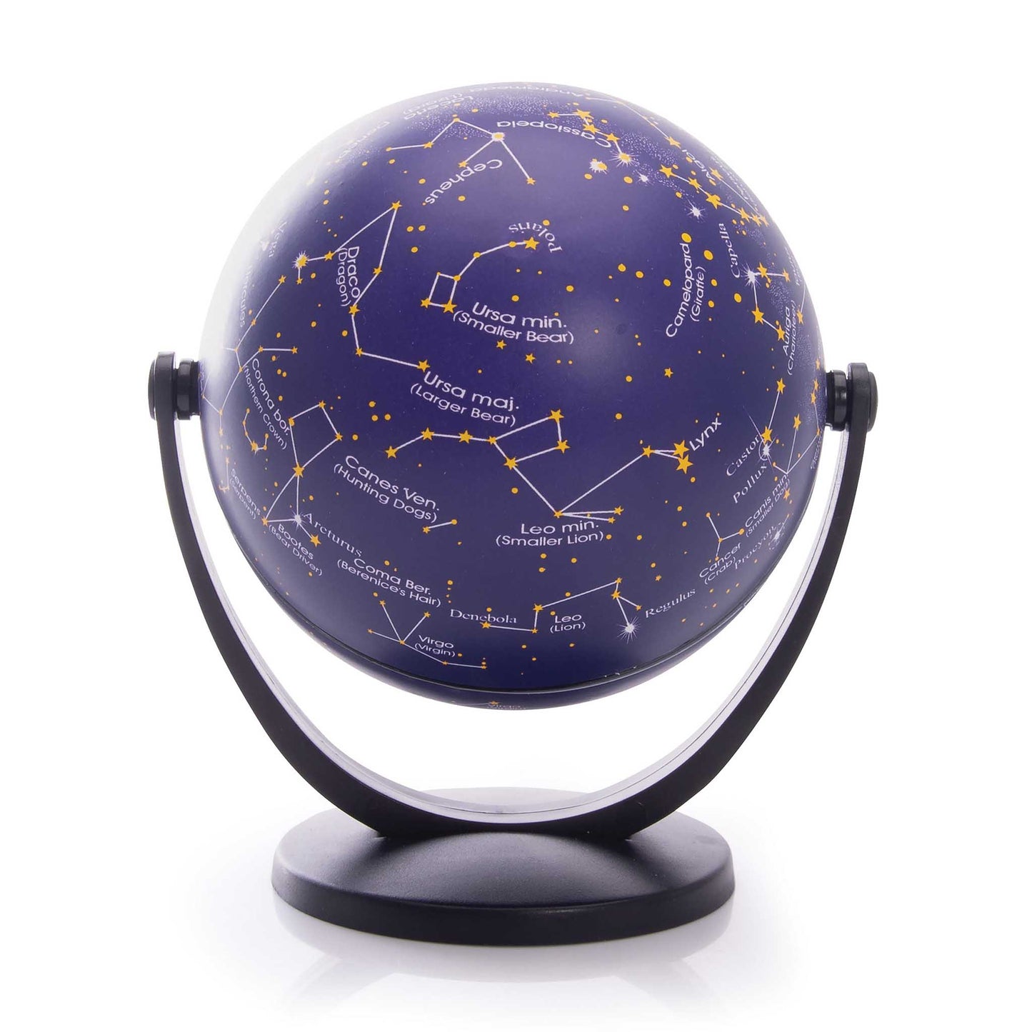 Purple celestial globe with star constellations on a white background