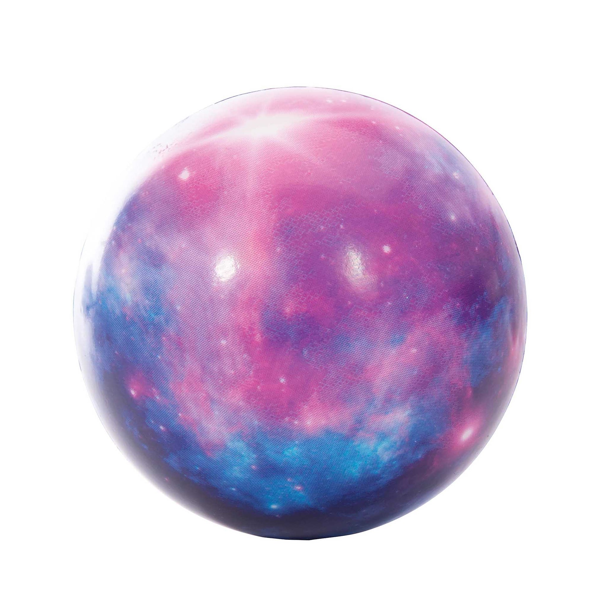Spherical object with pink and blue gradient on a white background