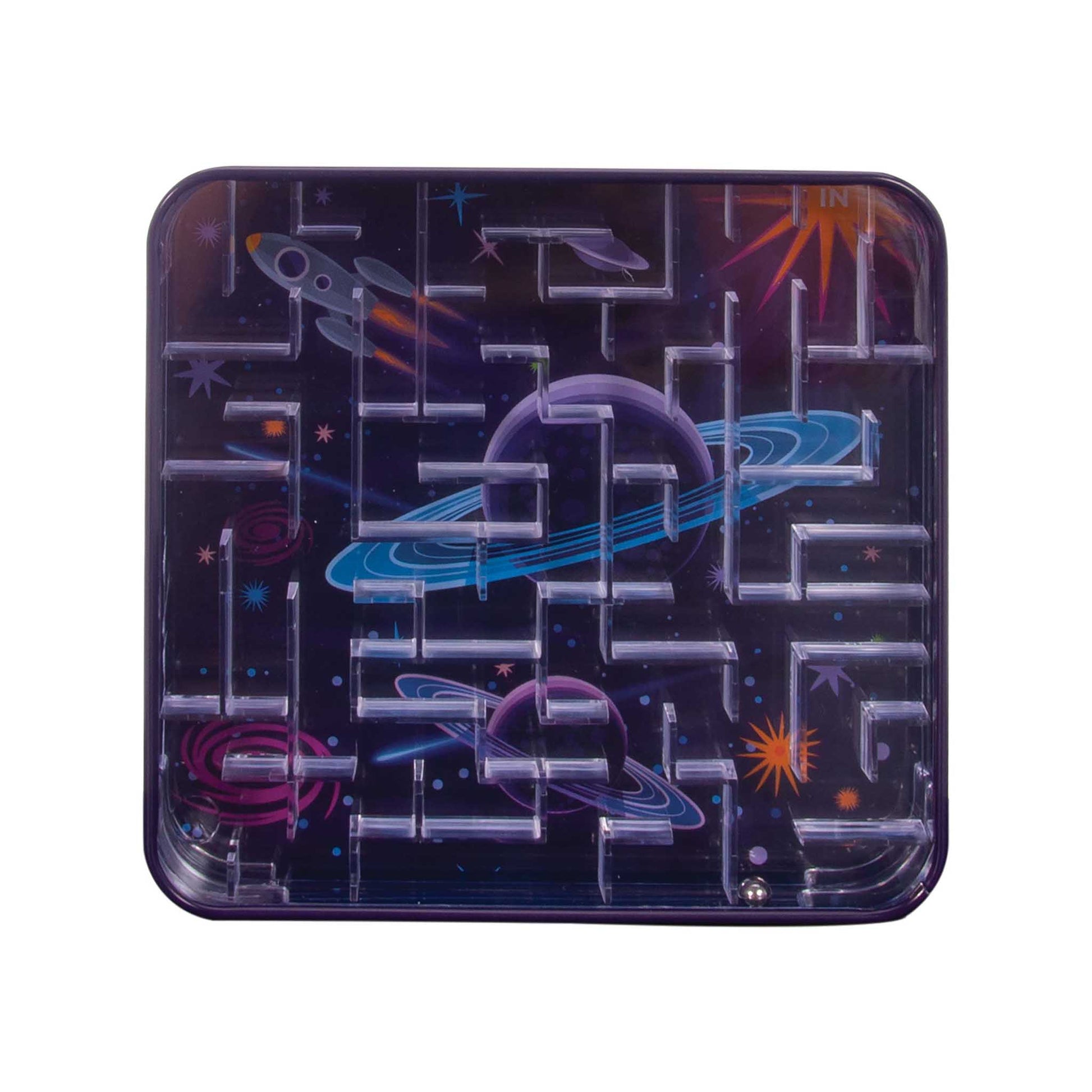 Space-themed maze toy on a white background