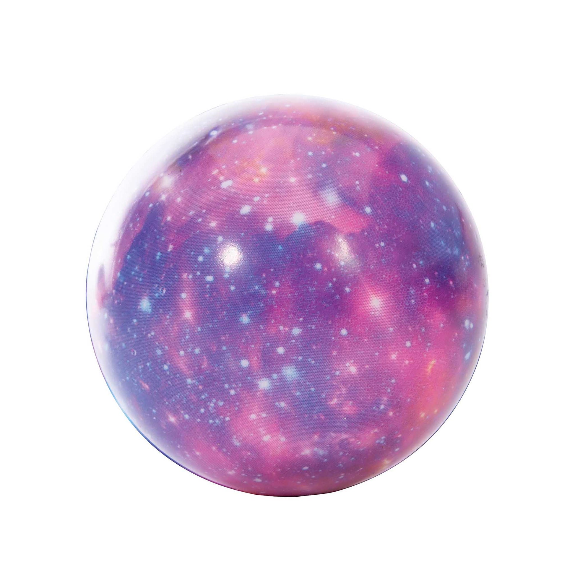 Spherical object with a colorful nebula-like pattern on a white background