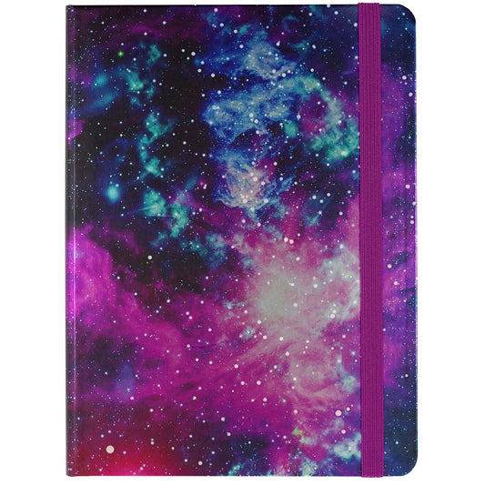 Notebook with a galaxy design on a white background