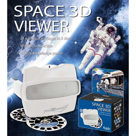 Space 3D Viewer with astronaut illustration and product packaging on a space-themed background