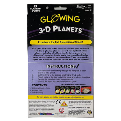 Glowing 3-D Planets packaging with instructions and product details.