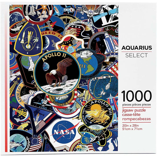Jigsaw puzzle box with space-themed designs and 'Aquarius Select' branding.