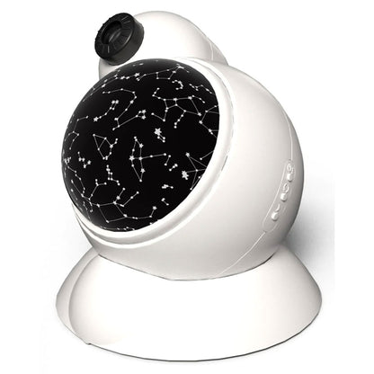 White celestial projector with star map on a white background