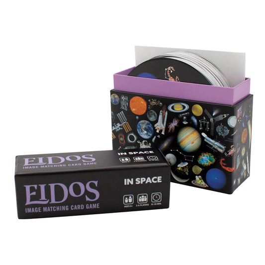 EIDOS 'In Space' card game packaging on a white background
