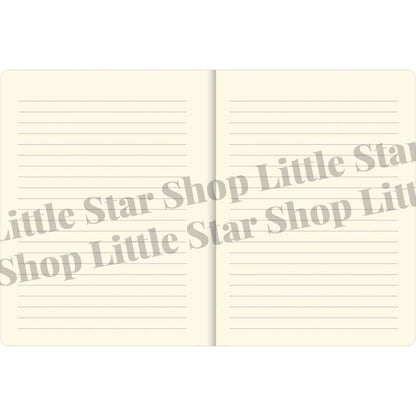 Notebook with lined pages and 'Little Star Shop' branding on a white background