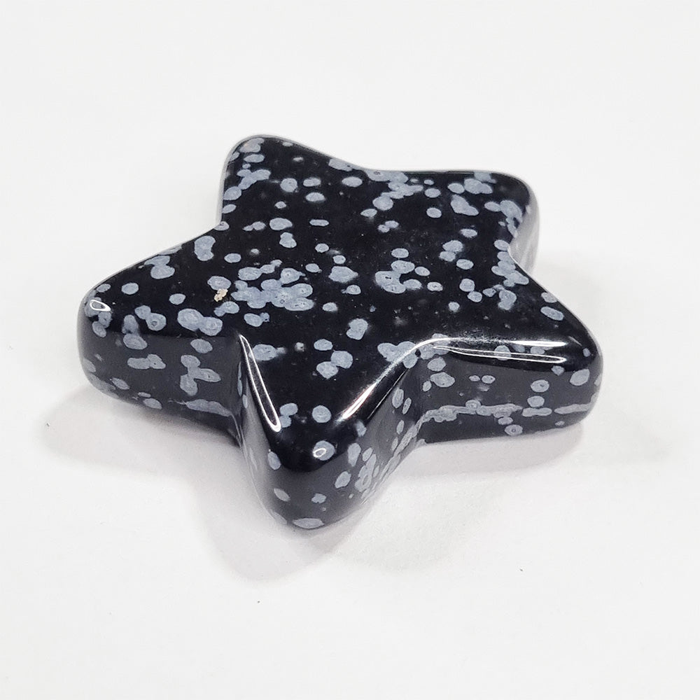Snowflake Obsidian Polished Star Carving 17g