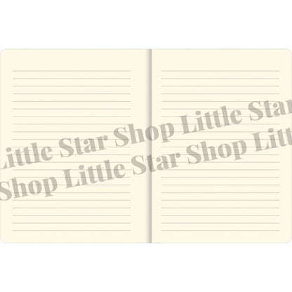 Notebook with lined pages and 'Little Star Shop' branding on a white background