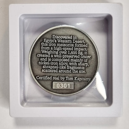 Gebel Kamil Meteorite In Collectors Coin (Egypt < 5000 Years Old)