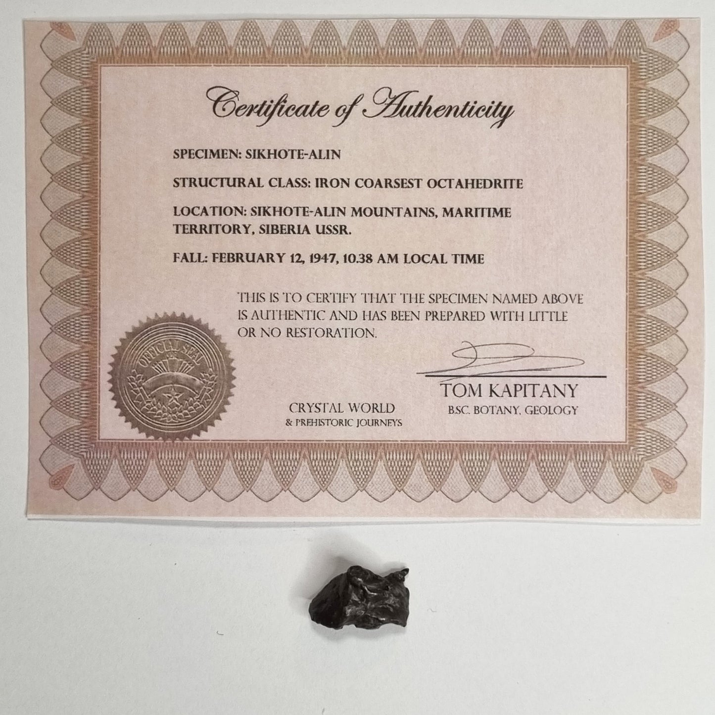 Sikhote-Alin Meteorite (Siberia-1947) 5.1g