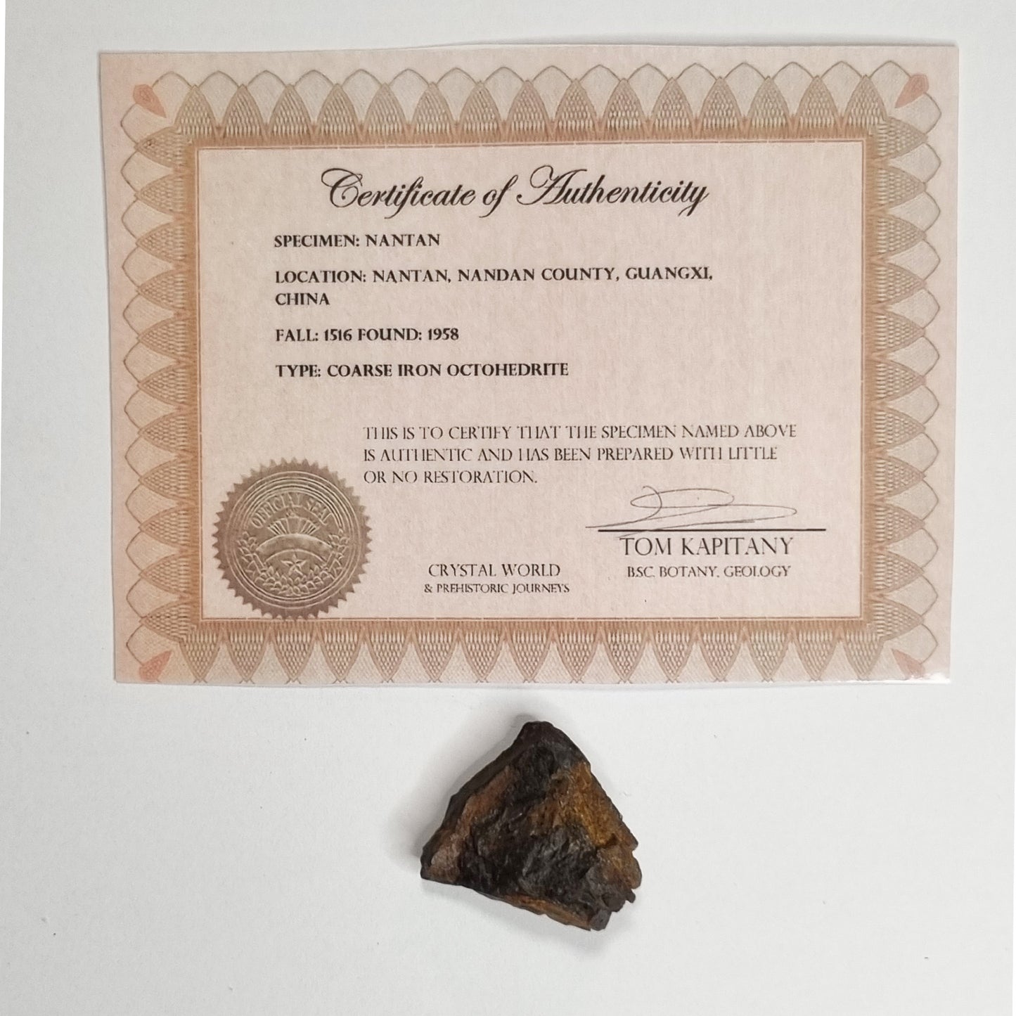 Nantan Meteorite (China- 1516) 26.4g