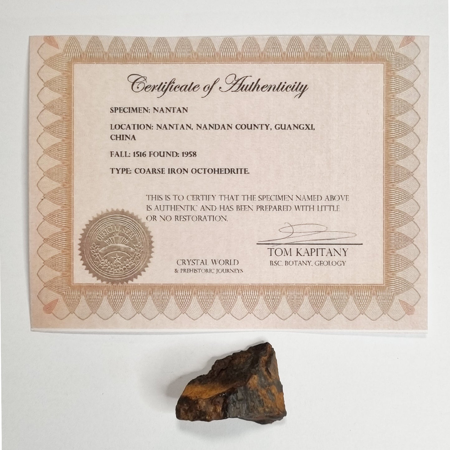 Nantan Meteorite (China- 1516) 29g