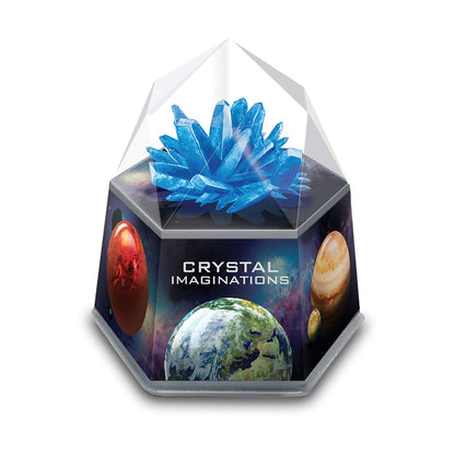 Hexagonal crystal display with blue crystals and space-themed design, featuring 'Crystal Imaginations' branding.