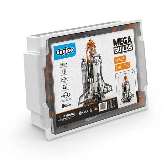 Mega Builds space shuttle building kit packaging on a white background
