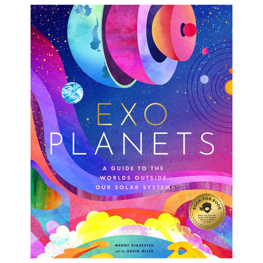 Book cover of 'Exoplanets' with colorful planetary design and gold badge