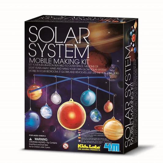 Box of Solar System Mobile Making Kit with colorful planets on a black background