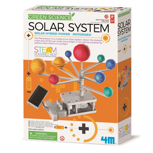 Box of a solar system model kit with colorful planets and '4M' branding.