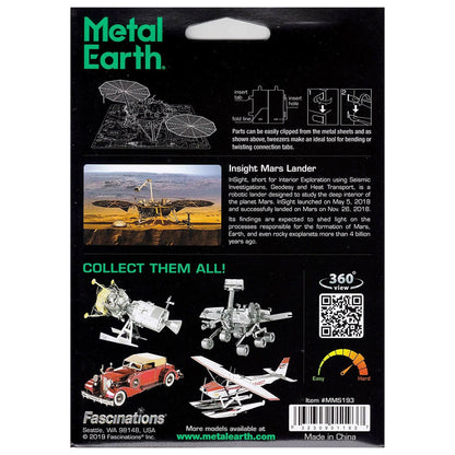 Metal Earth packaging with model images and text on a black background