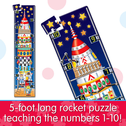 5-foot long rocket puzzle with numbers 1-10 on a colorful background