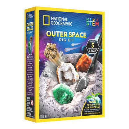 National Geographic Outer Space Dig Kit packaging with rocks and gems on a white background