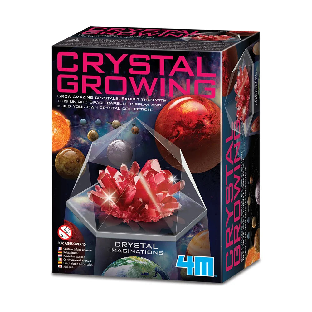 Box of a crystal growing kit with colorful crystals and space-themed design.