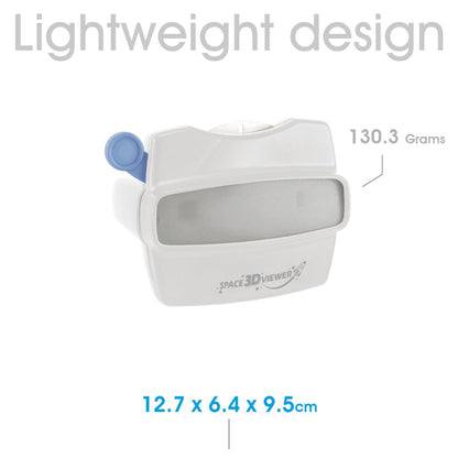 White and blue device with measurement details on a white background