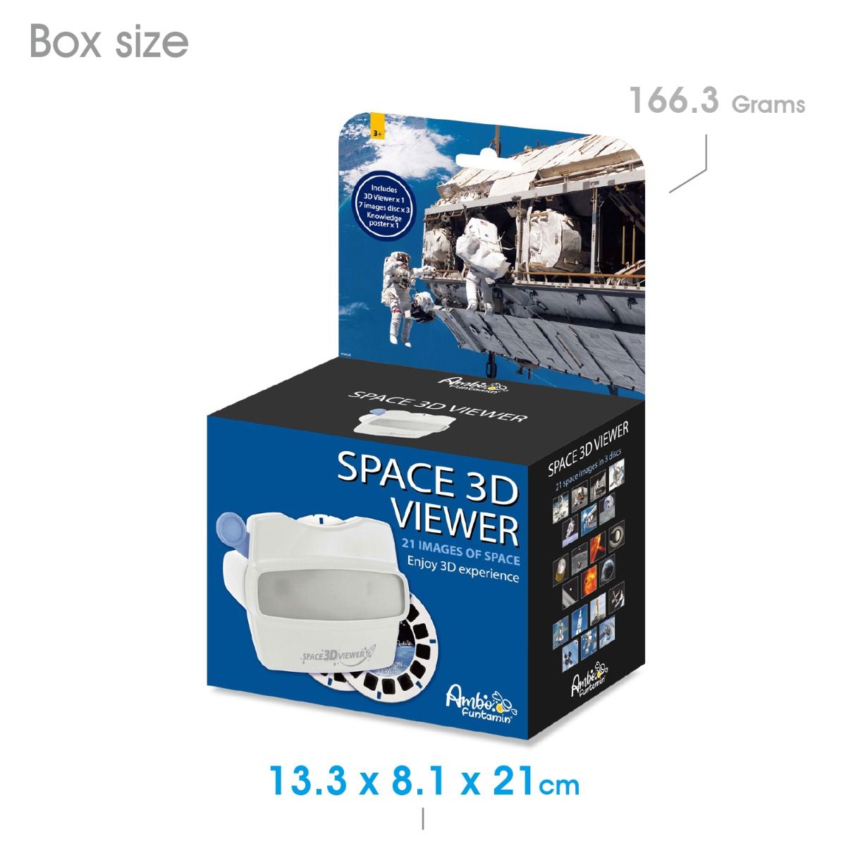 Box of a space 3D viewer with dimensions and weight displayed.