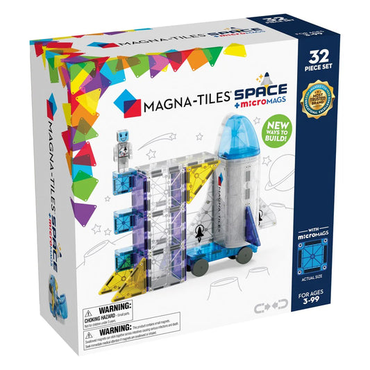 Magna-Tiles Space set packaging with colorful design and toy model on a white background