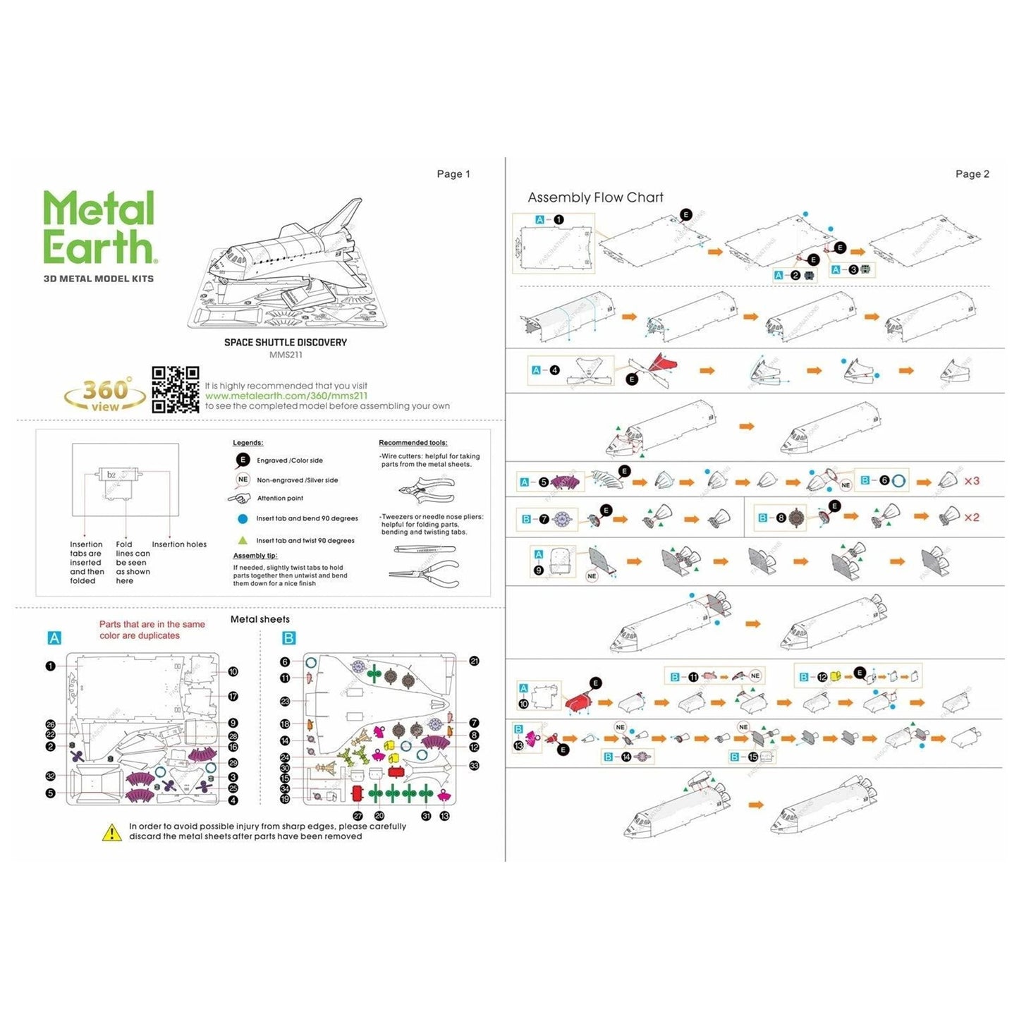 Space Shuttle Discovery- 3D Metal Model Kit